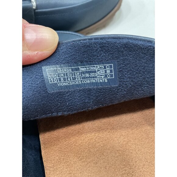 New Vionic Georgie Shoe Navy Napa Leather Mule Womens 10 Loafer Arch Support - Picture 5 of 6